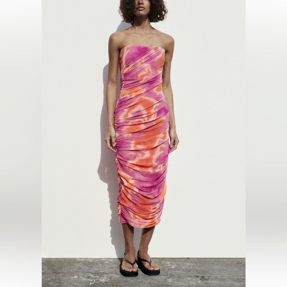 ZARA - PRINT DRESS WITH TULLE
